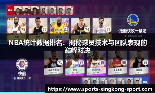 NBA统计数据排名：揭秘球员技术与团队表现的巅峰对决